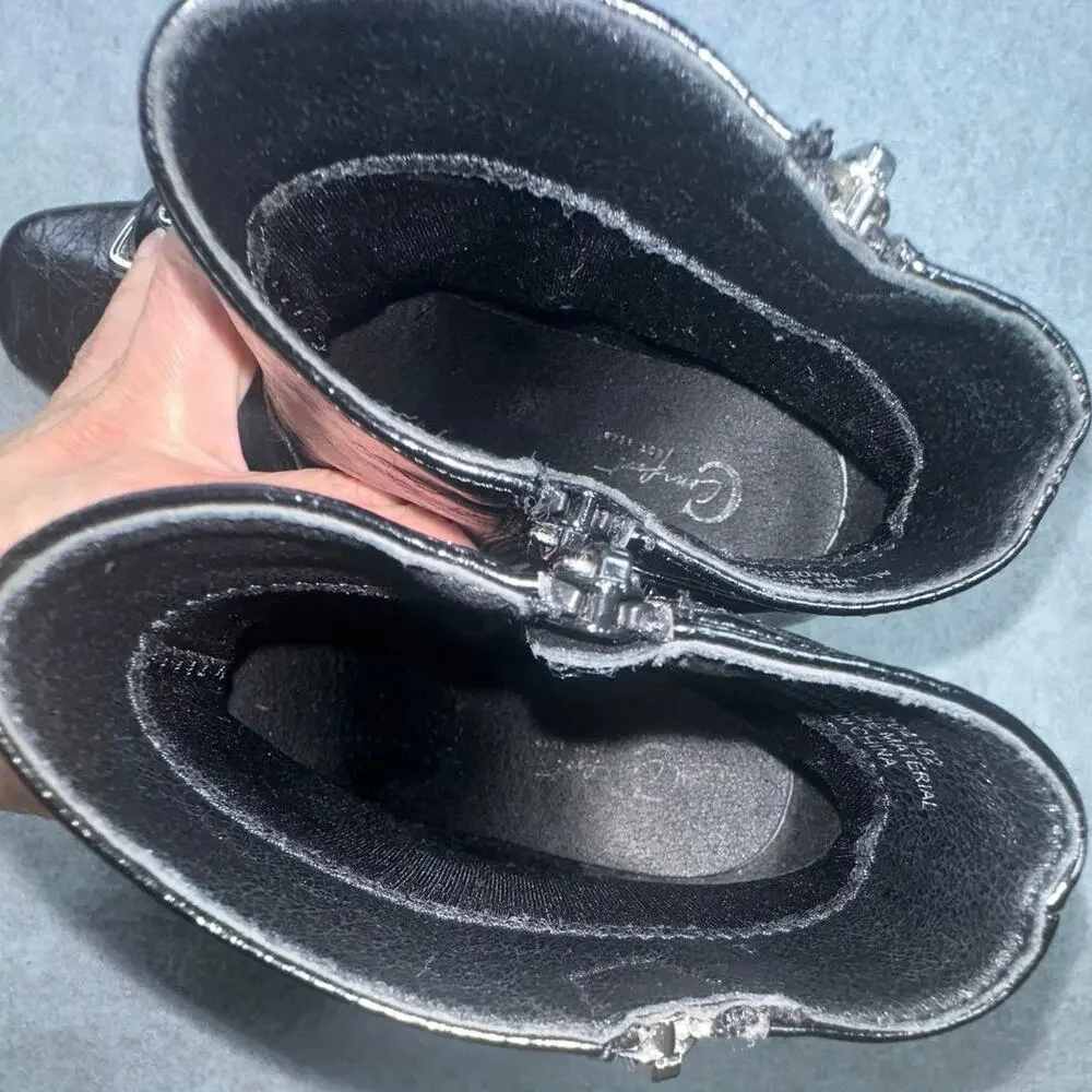 Ankle Boot Crinkle Patent Kitten Heel